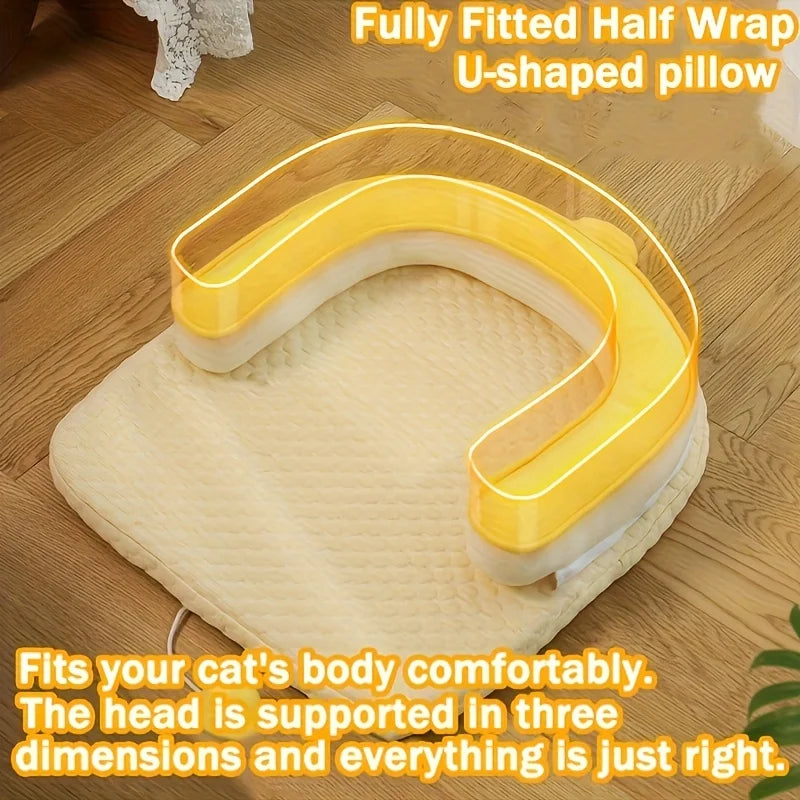 Self Cooling Cat Bed With Ice Silk Fabric And Washable Cover