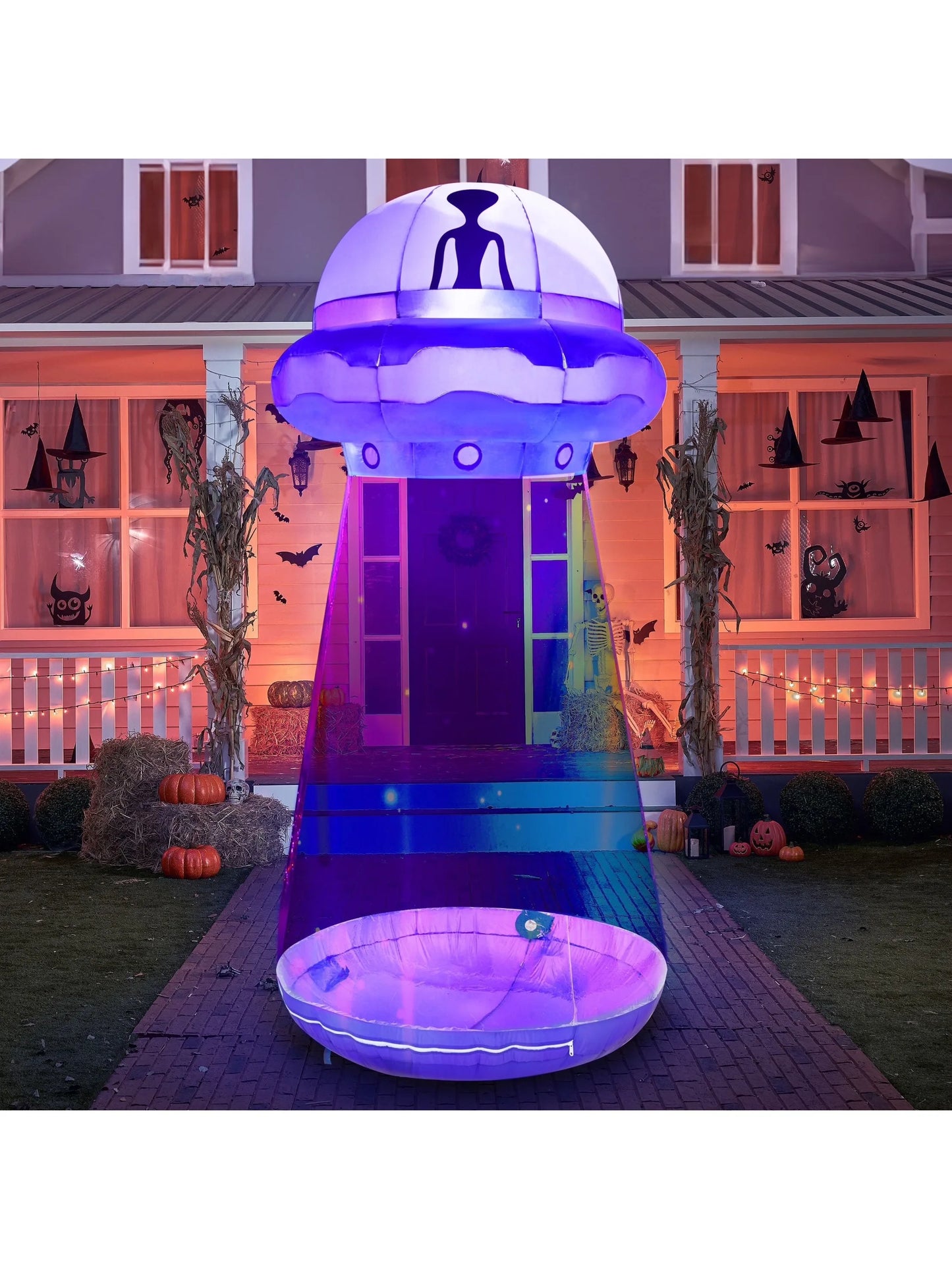 Joyfy Halloween Inflatable UFO Decoration With Built In LEDs Outdoor