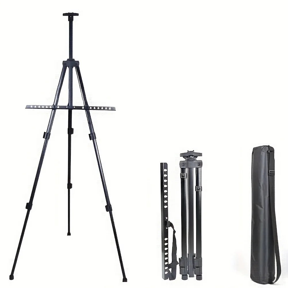Adjustable Height Tripod Easel - Portable, Retractable with Foldable Tripod and Carrying Bag, Sturdy Base for Outdoor Sketching,