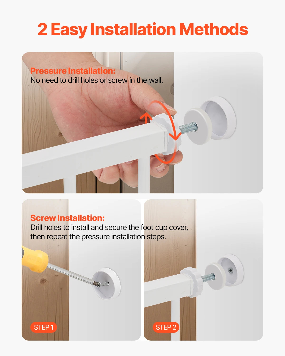 SucceBuy Walk Through Baby Gate Pressure Mount Doorway Safety Barrier