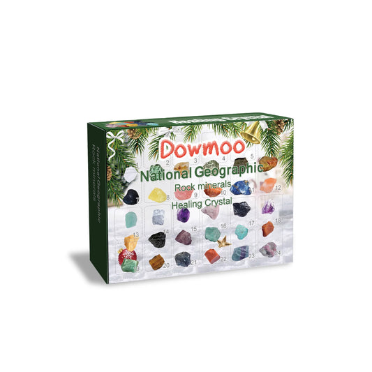 Dowmoo 24 Grids Ore Gift Box Blind Box Christmas Surprise Gift Colorful Minerals Countdown Calendar Toy