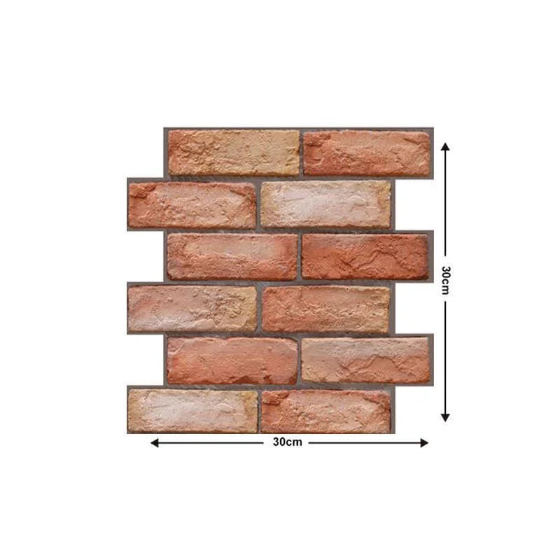 3D Imitation Brick Wall Stickers 30cmX30cm DIY Removeable Self-adhesive Waterproof Wallpaper Living Room Kitchen Art Decoration
