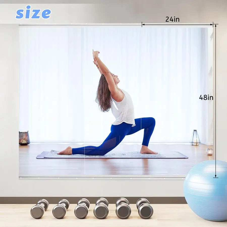 PCS Tempered Glass Home Gym Mirror 48 x 24 Inch Each, Full Length Wall Mounted amp Frameless Full Mirror for Gym, Yoga Studio, D