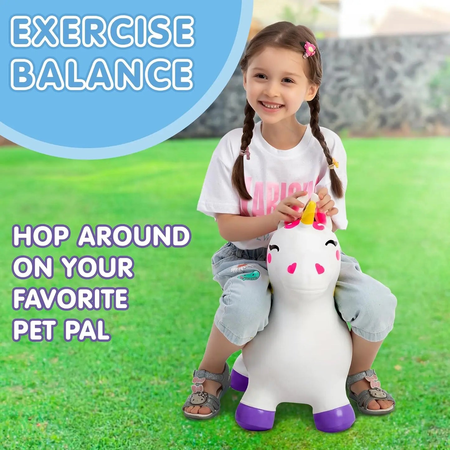 Joyfy Kids Bouncy Unicorn Ride On Toy Hopper For Gifts