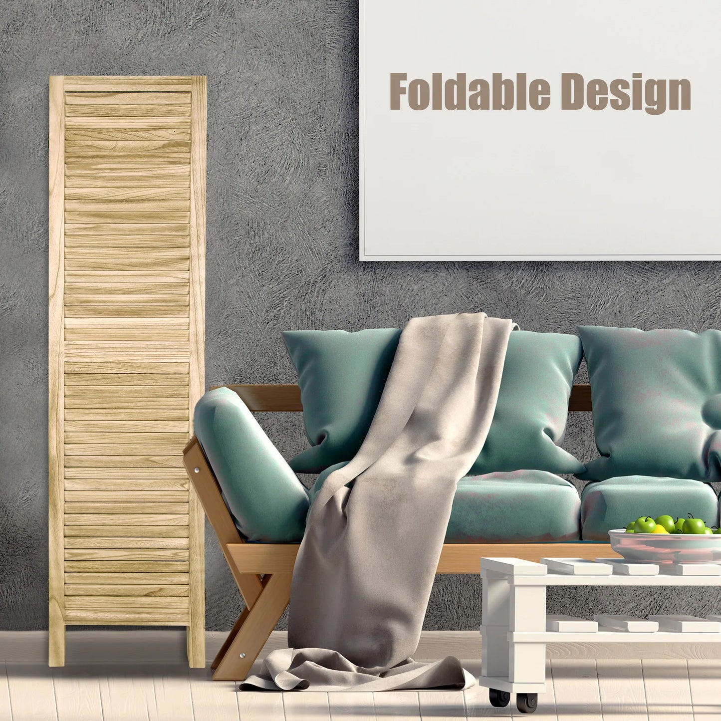 Six Panel Wood Room Divider Freestanding Privacy Screen Home Office