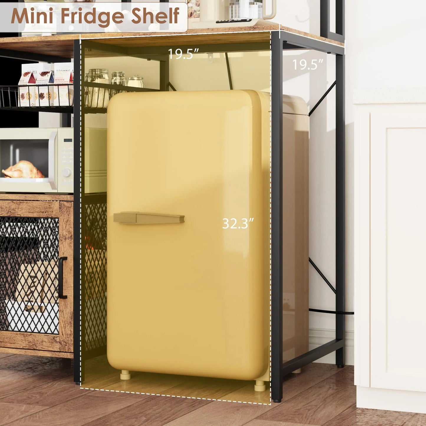 Kitchen Bakers Rack With Power Outlet And Coffee Bar Stand
