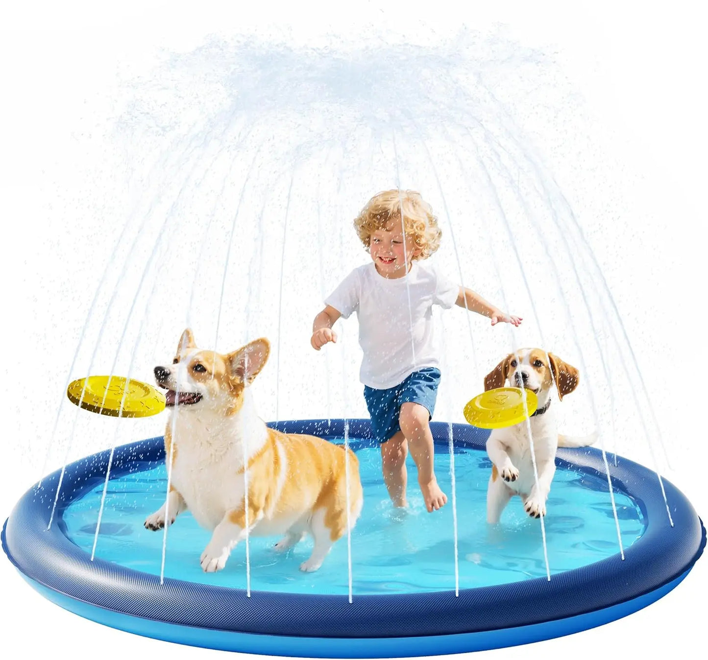Splash Pad With Flying Disc For Dogs And Kids Playground