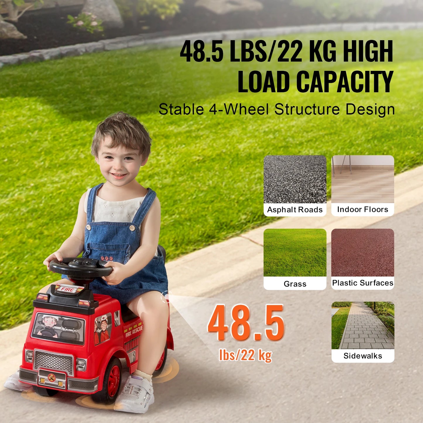 SucceBuy Ride On Push Car For Toddlers With Music Steering