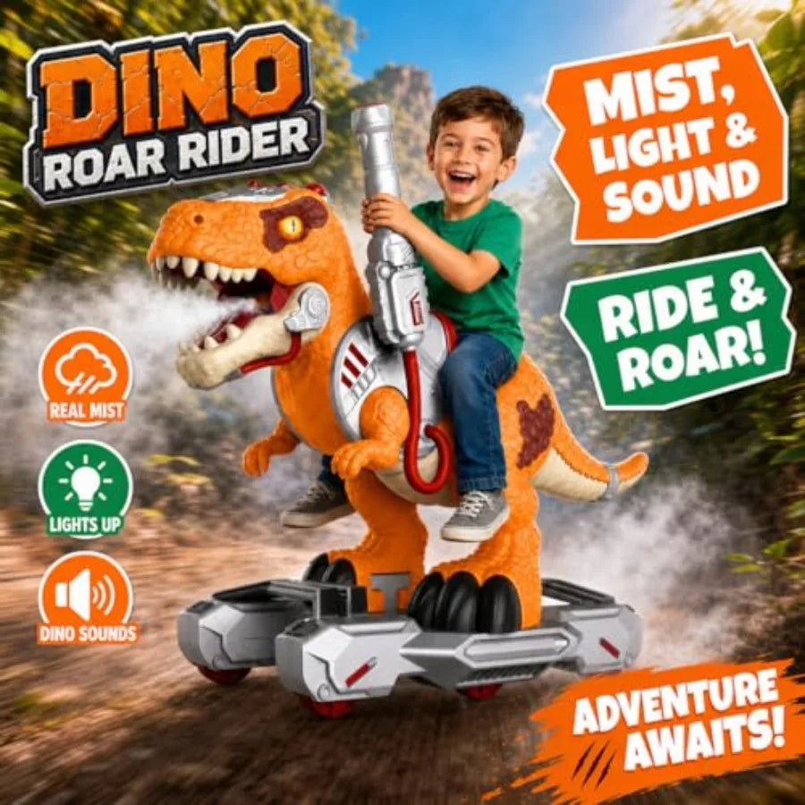 Dinosaur Ride-On Scooter for Toddlers ABS Plastic, Orange, Electric Push Ride Foot-to-Floor Sliding Toy with Music, Lights, Mis