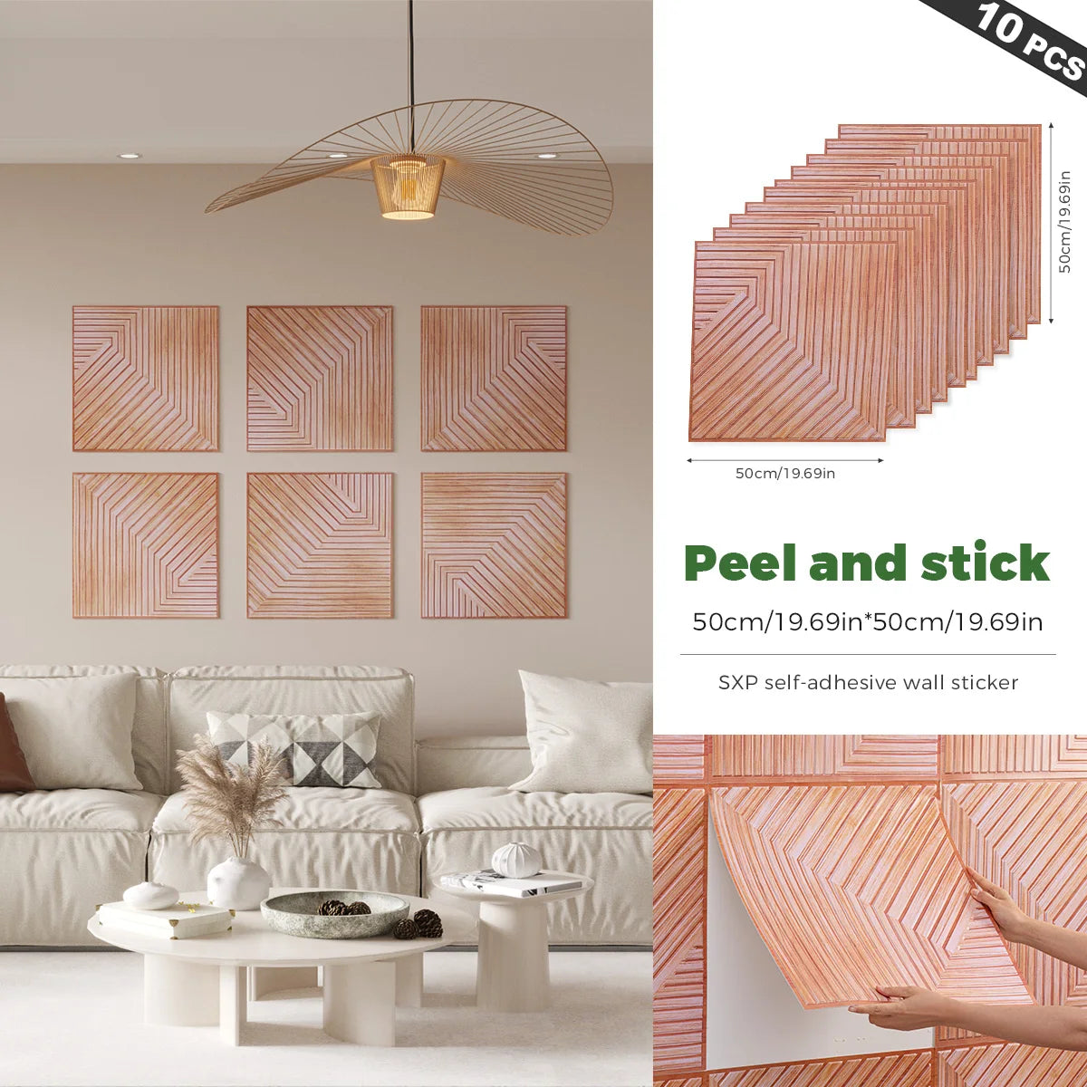 10Pcs SXP 3D Foam Wall Decors Self-Adhesive Wallpaper Sound Proofing Panels Photo Wall Decor 19.69x19.69inch(2.69sq.ft)