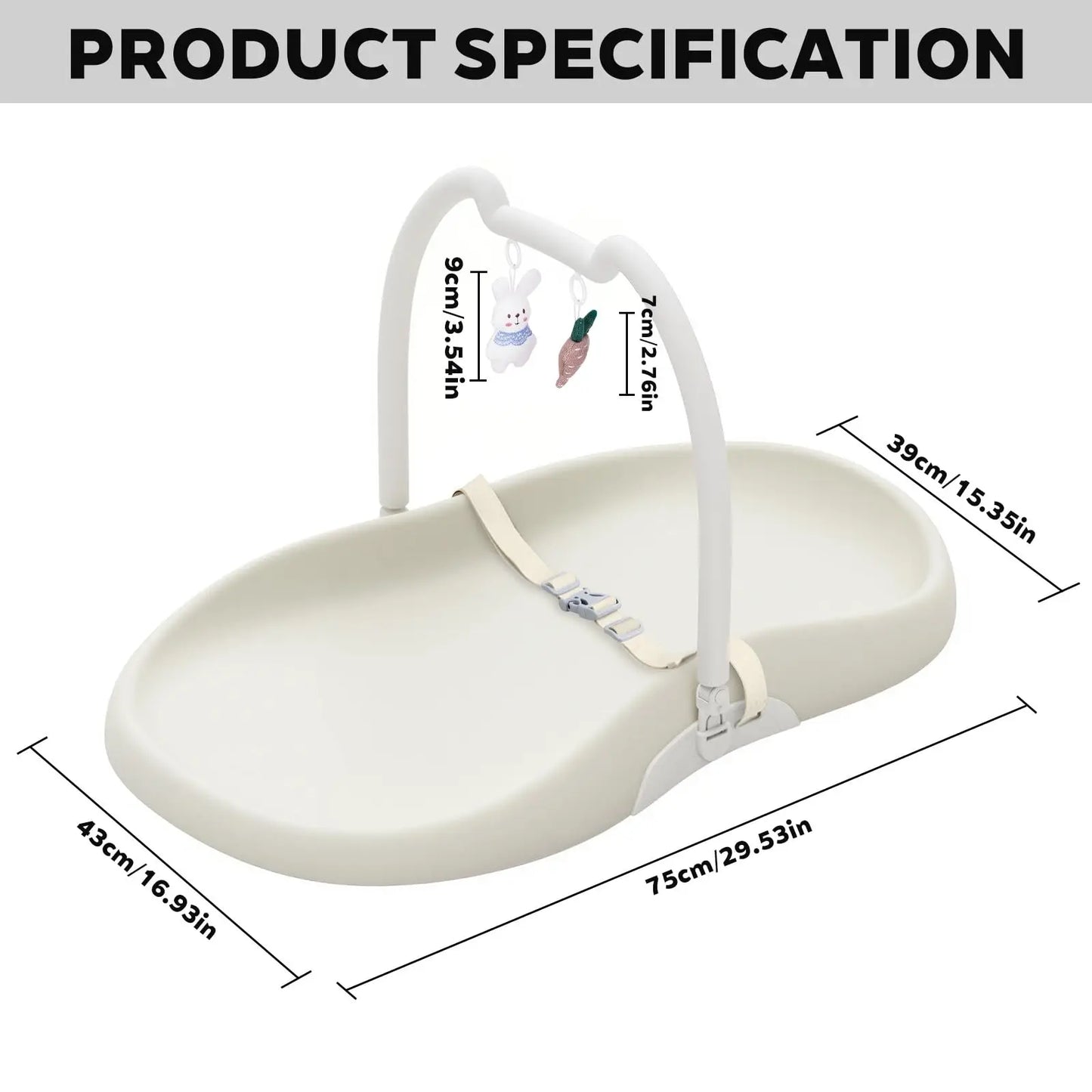 Baby Changing Mat With Safety Harness Cat Ear Shelf Waterproof