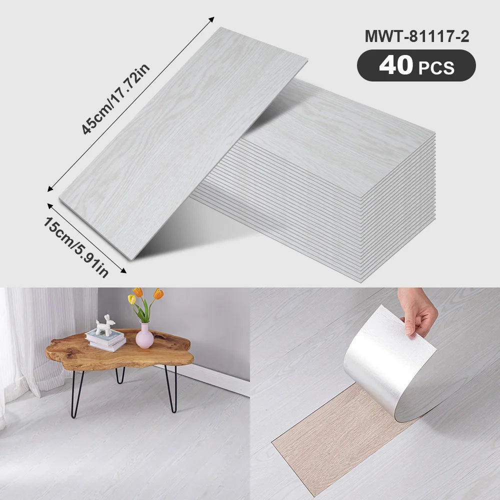 40Pcs SXP Self-Adhesive Wood Grain Strips Peel-and-Stick Wall & Floor Decals For DIY 5.91"x17.72" Easy Application For any room