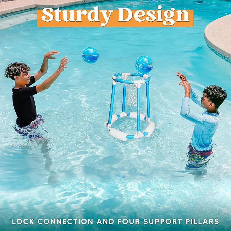 Joyfy Floating Pool Basketball Hoop Set With Balls