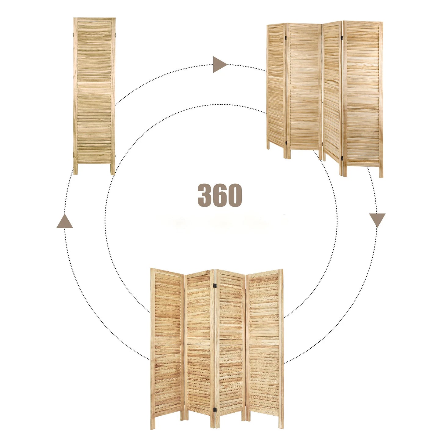 Six Panel Wood Room Divider Freestanding Privacy Screen Home Office
