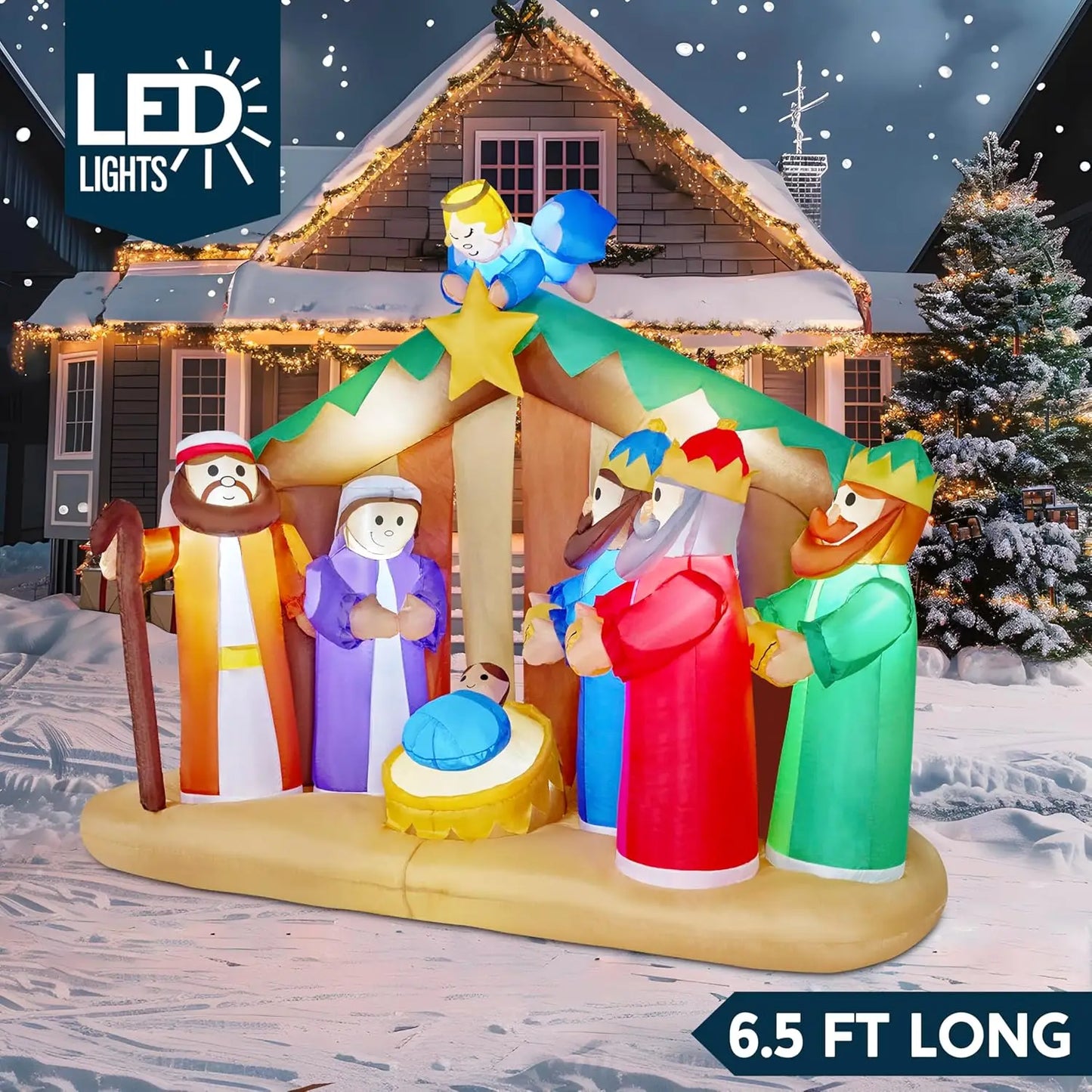 Joyfy Christmas Nativity Scene Inflatable With Built In LEDs