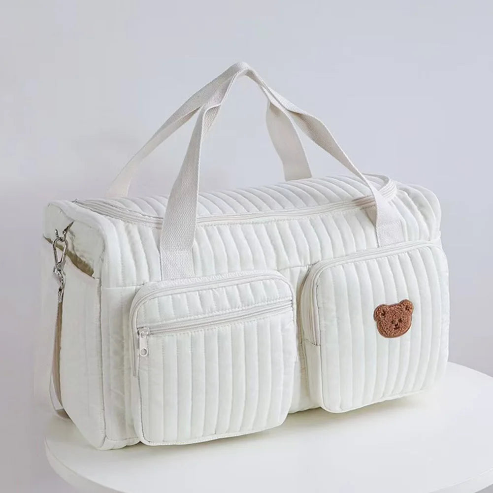 Large Mommy Bag Maternity Baby Diaper Storage Bag Multi-pocket Zipper Handbag W/ Adjustable Strap Baby Items Organizer for Hospi