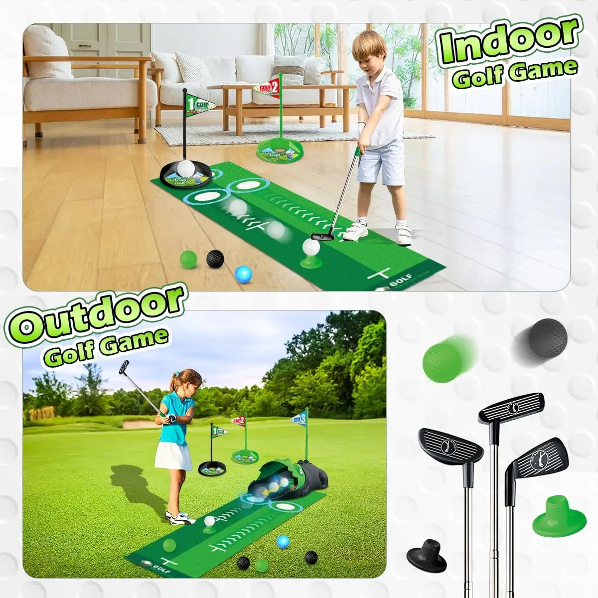 VATOS Night Light Golf Balls Kids Toy Set Auto Return
