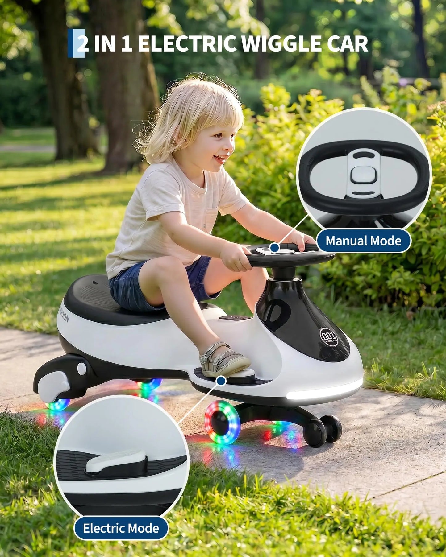 Ride On Electric Wiggle Car For Kids 12V 2-In-1 Indoor