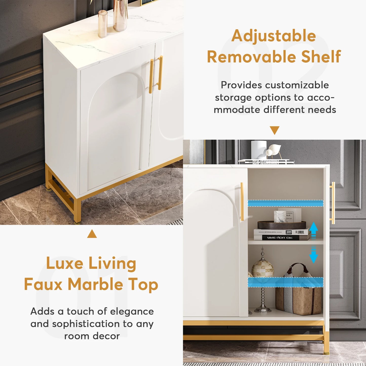 Tribesigns Modern Wooden Buffet Cabinet With Four Doors And Shelves