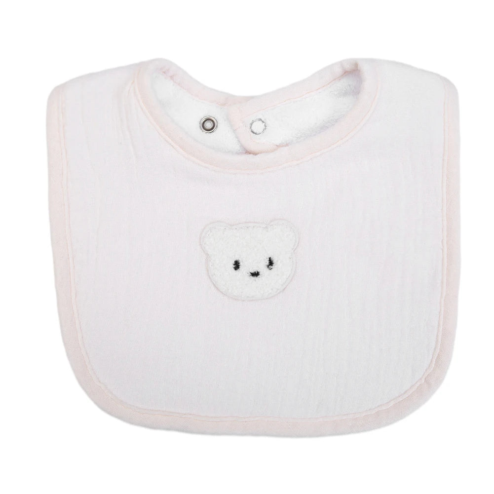 Cute Bear Muslin Baby Bibs With Pockets U-Absorbent Dribble Towel
