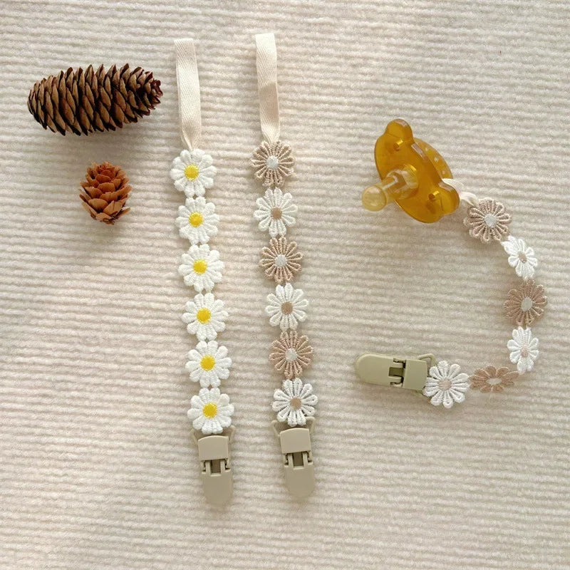 Daisy Pacifier Clips for Baby Anti Drop Chain Clip