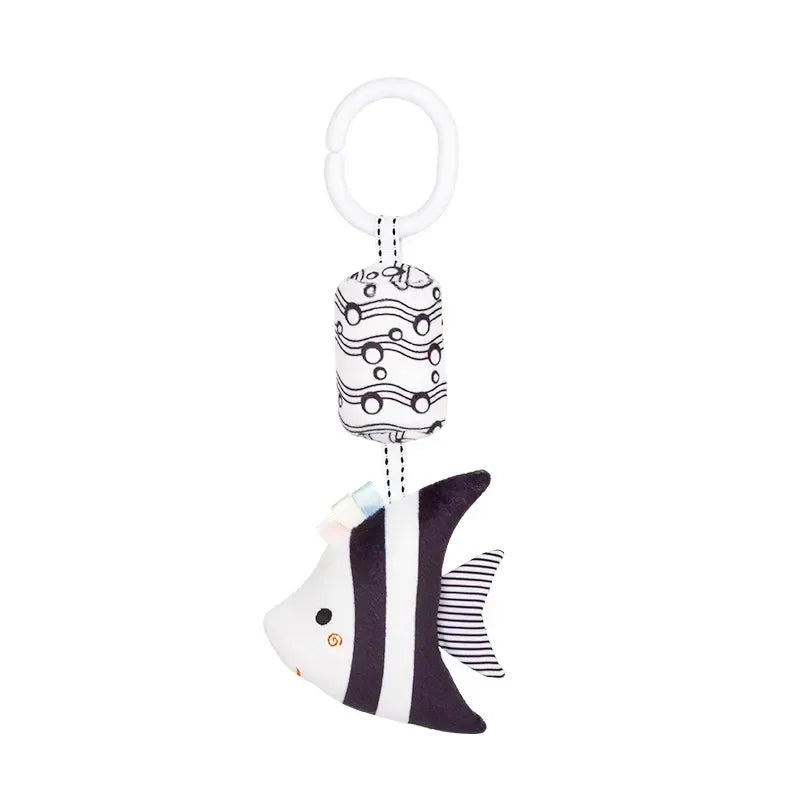 Stroller Bed Hanging Bell Plush Doll Baby Infant Rattles Newborn Black White Visual Grab Ability Training Toys Игрушки Для Детей