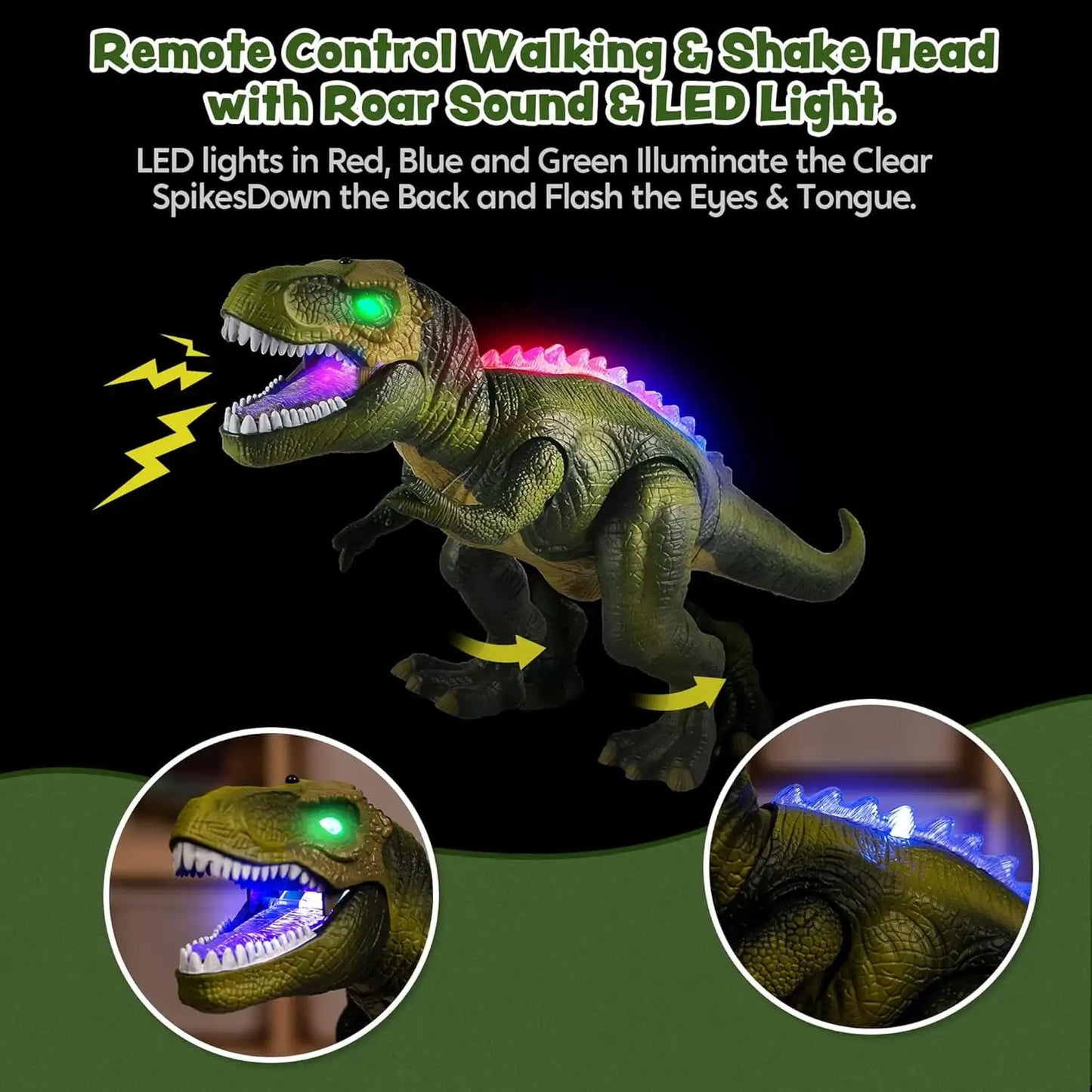Joyfy Remote Control Walking Dinosaur Robot Toy Lights And Sounds