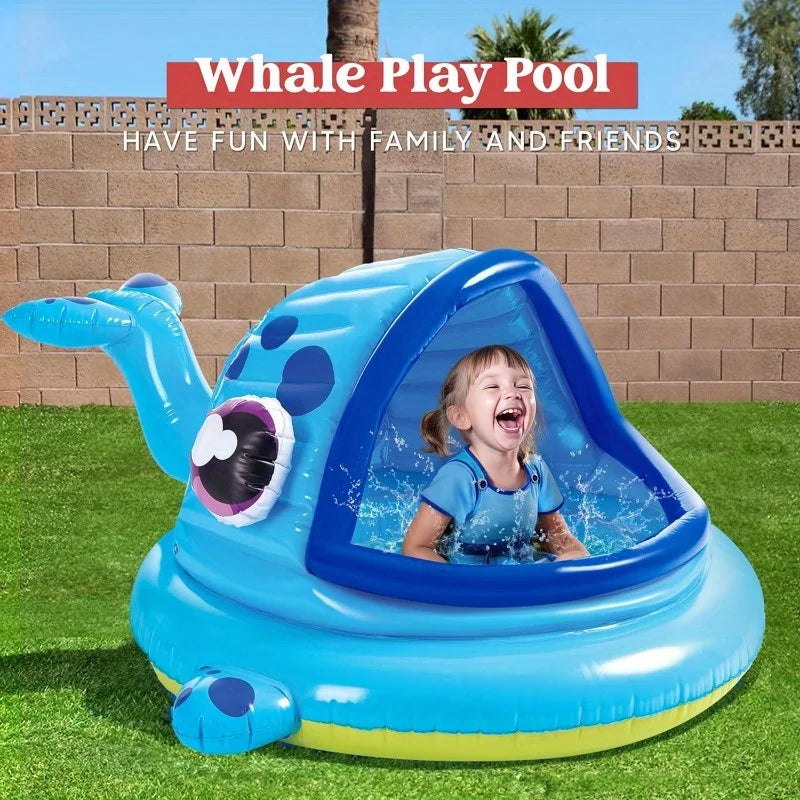 Joyfy Whale Inflatable Kiddie Pool Shade Tent For Toddlers
