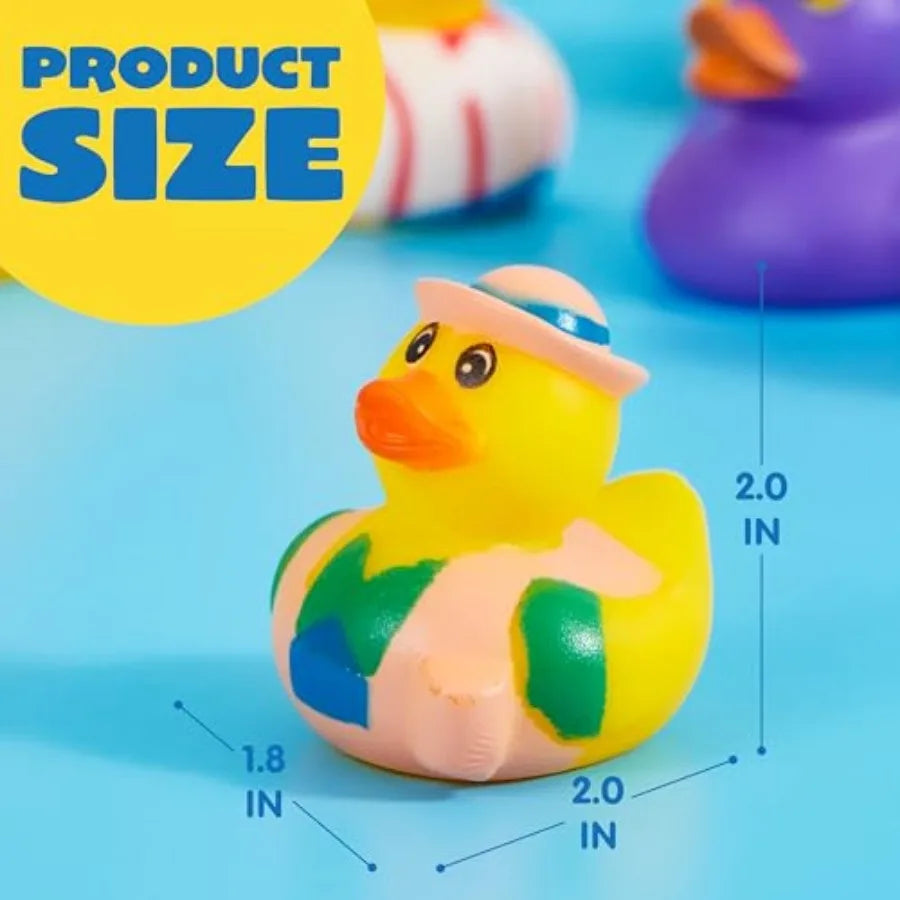 Pcs Rubber Ducks, Random Assortment Ducks Bulk with Mesh Carry Bag, Mini Rubber Duckies for Baby Bath Toys, Toddler Summer Pool