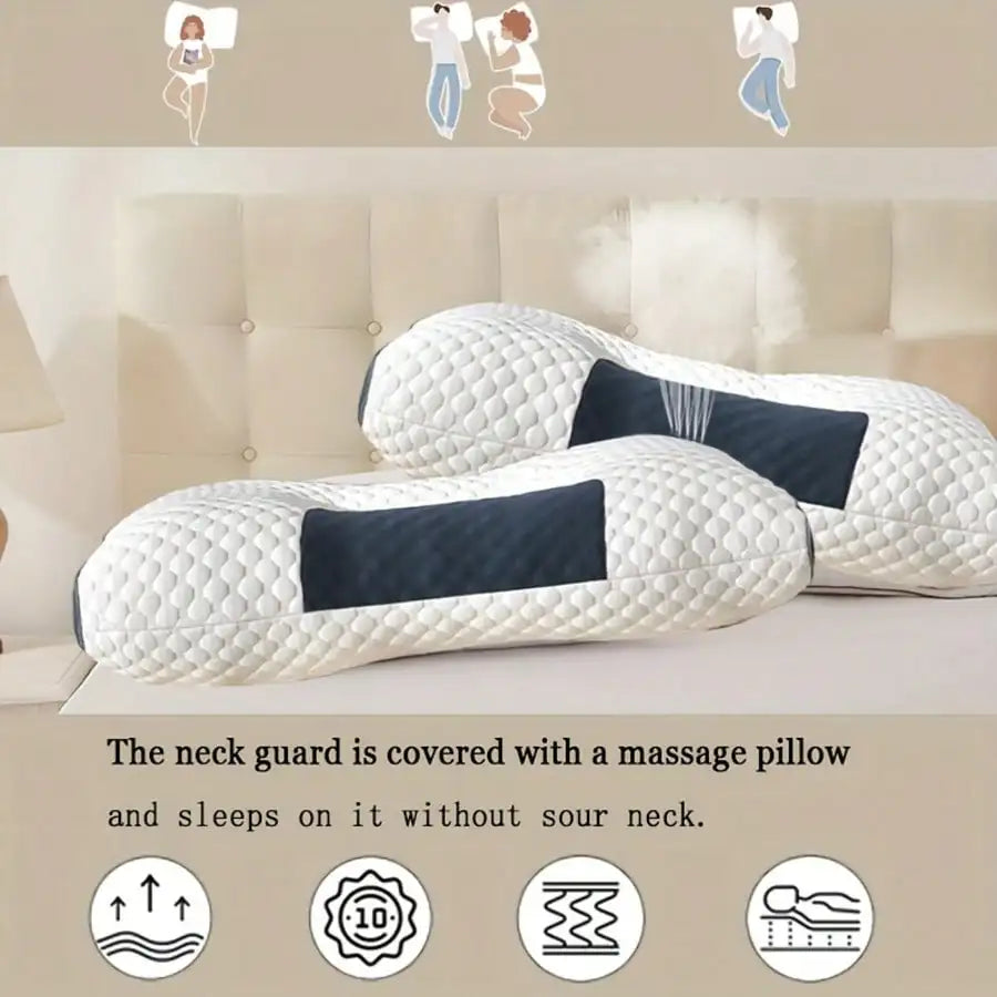 Double Pillow 3D SPA Massage Pillow Helps Sleep And Protect The Neck Pillow, Knitted Pillow Bedding For Single Male And Female A