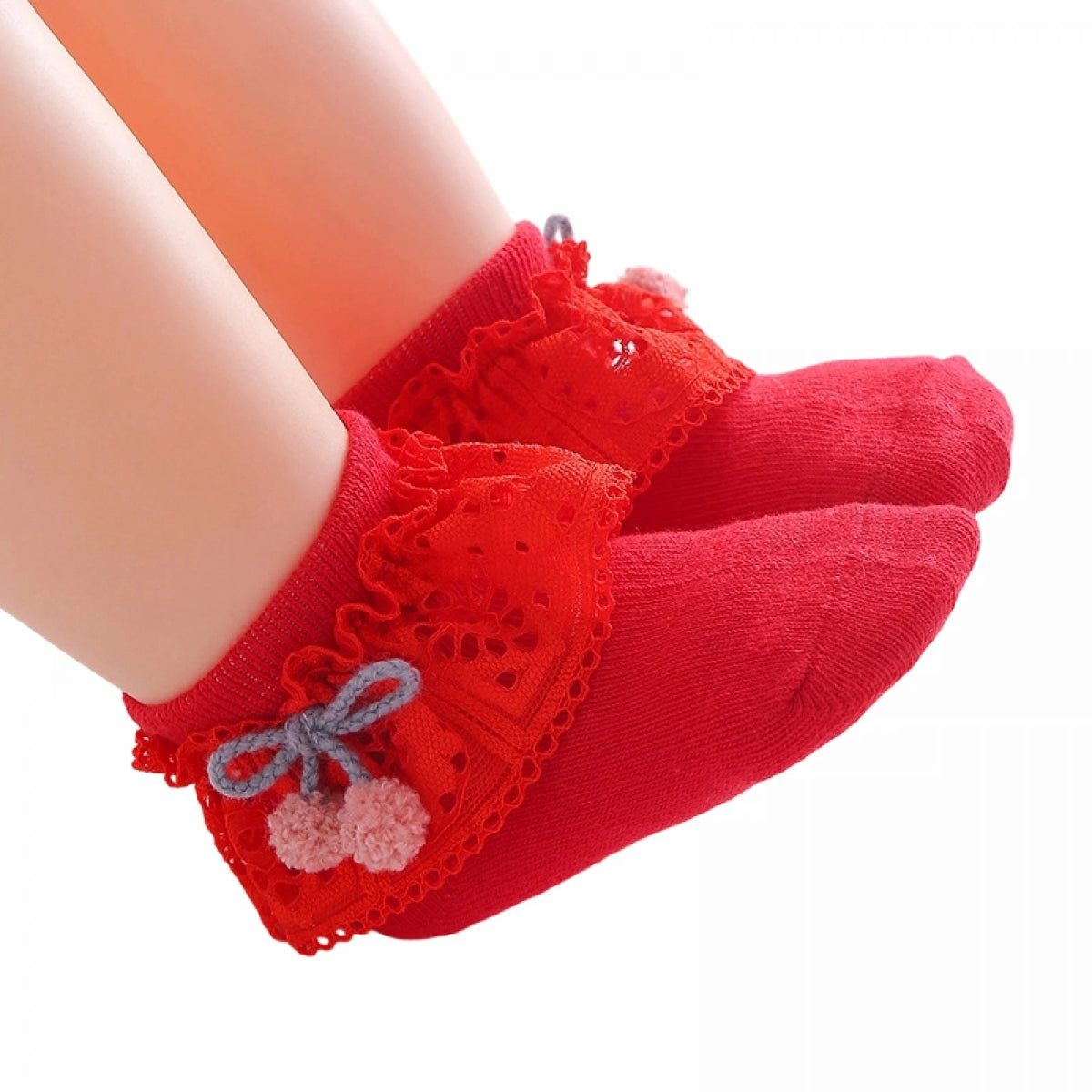 Premium Baby Girls Lace Trim Bow Ankle Socks Soft Ruffle Style