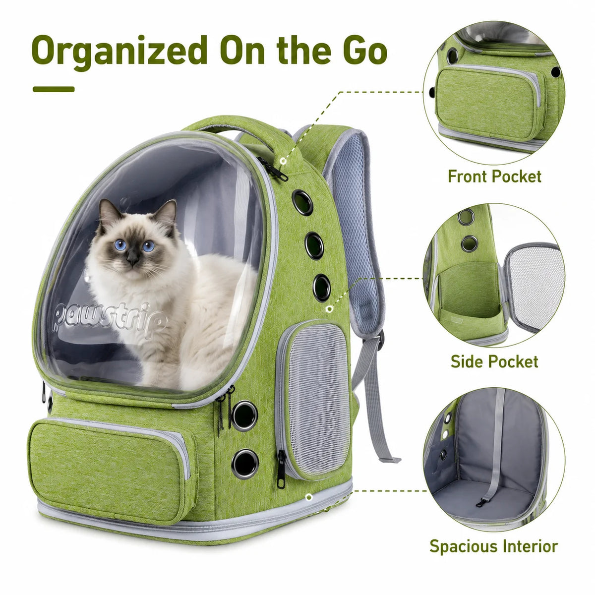 Breathable Nylon Cat Backpack With Transparent Bubble Window Design