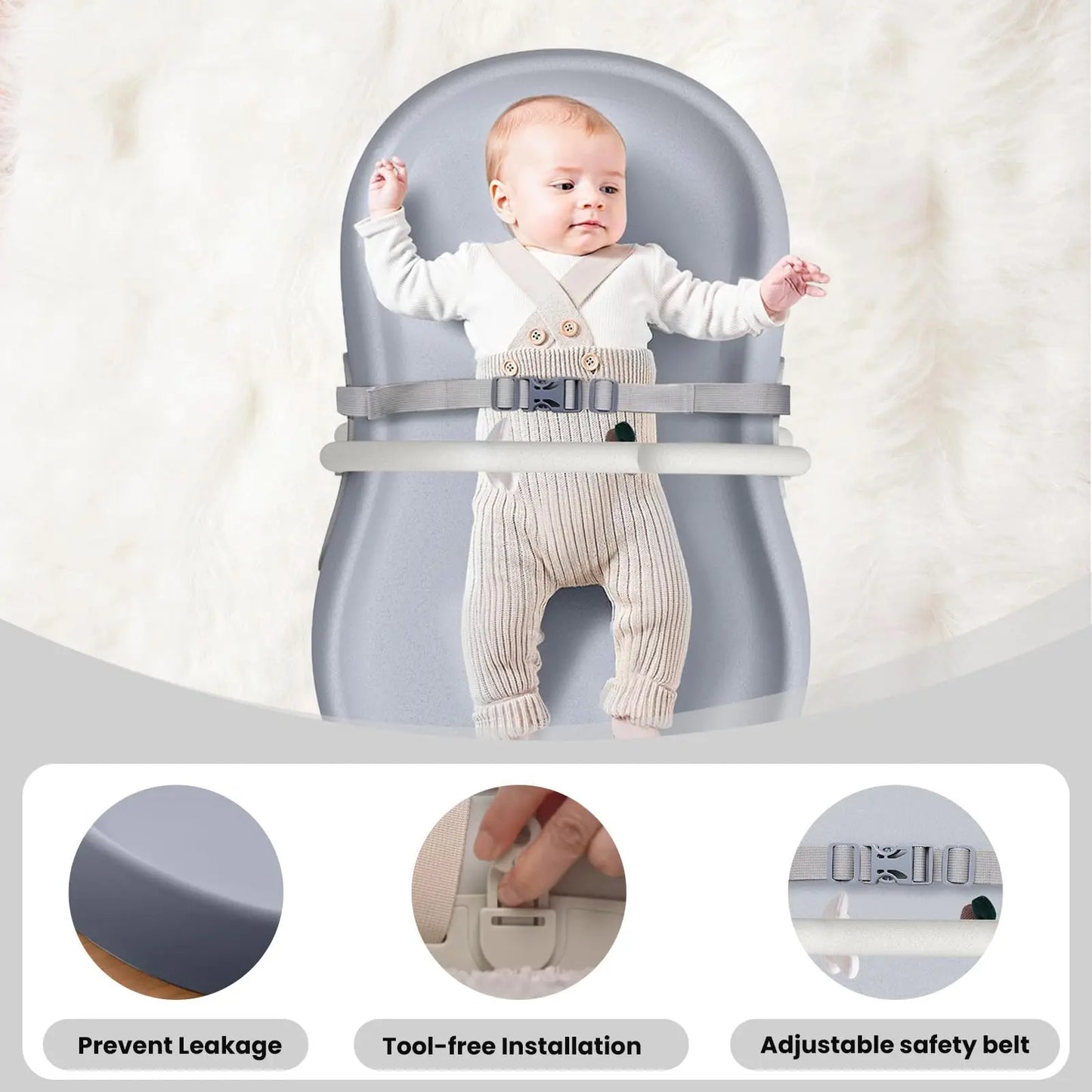 Baby Changing Mat With Safety Harness Cat Ear Shelf Waterproof