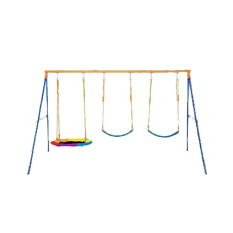 SucceBuy Backyard Swing Set With 600 Lb Capacity Saucer Swing