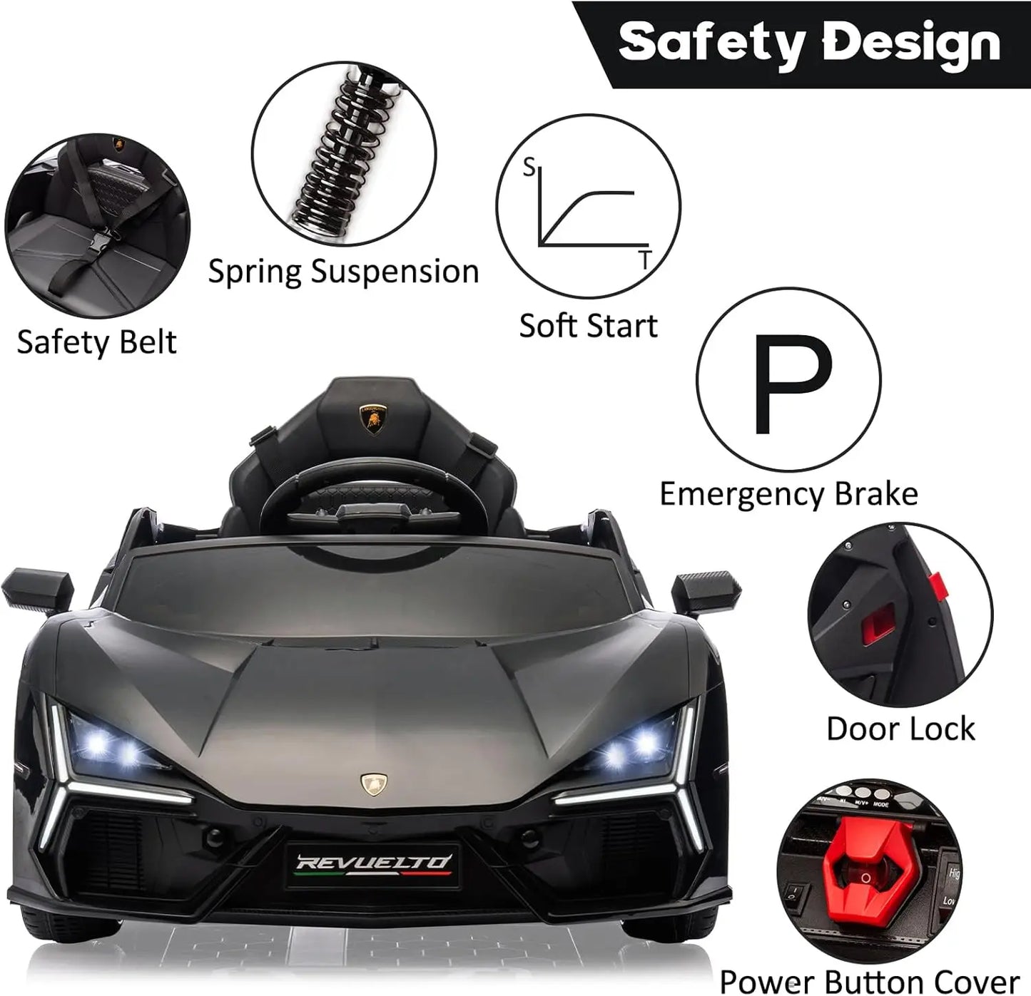 HiMISS Ride On Car Toy For Kids 3-6 Bluetooth Music