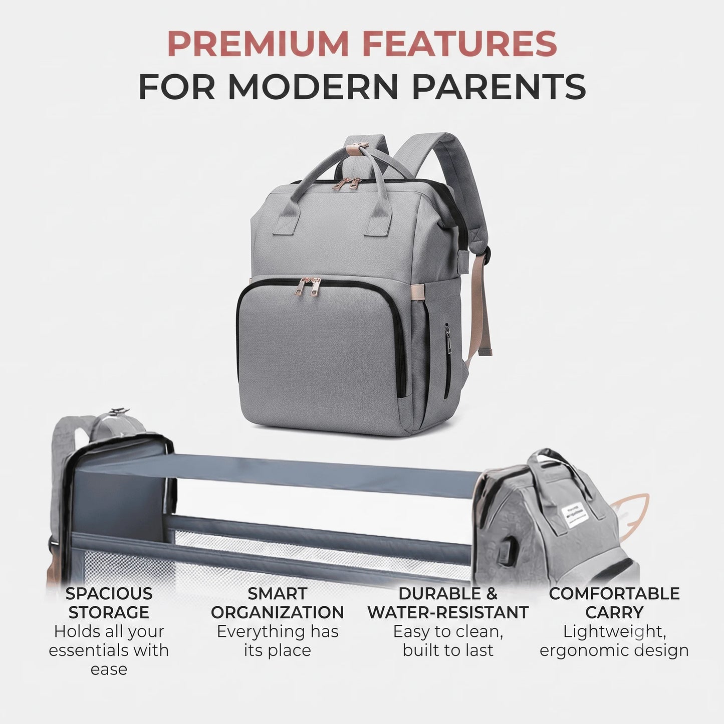 Multi Functional Diaper Backpack With Usb Port And Insulated Organizers