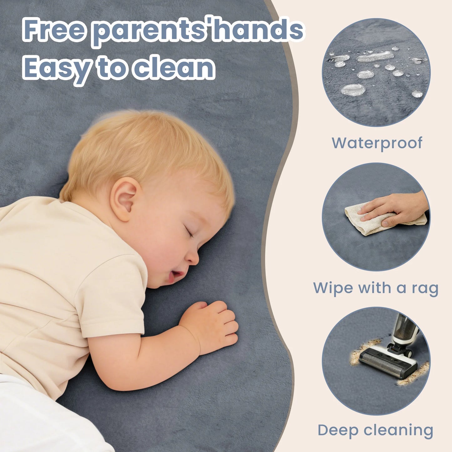 Huloo Sleep Baby Play Mat Memory Foam Tummy Time Rug