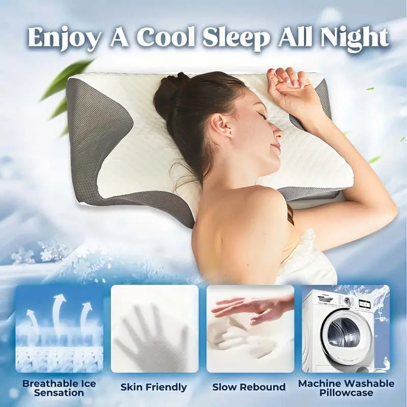 Necessities with Butterfly，Soft Neck Support Massage Pillow, A Slow Rebound Pillow, Deep Sleep Neck Pillow, Suitable for Comfort