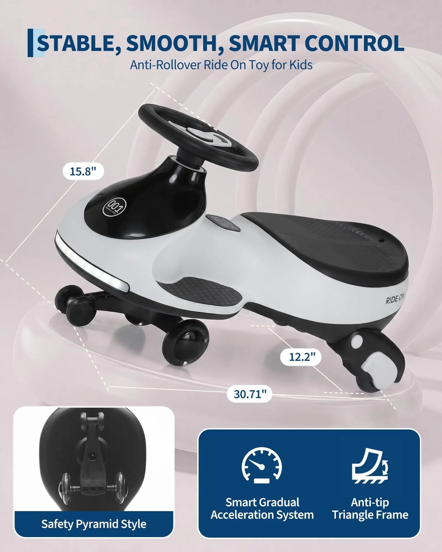 Ride On Electric Wiggle Car For Kids 12V 2-In-1 Indoor