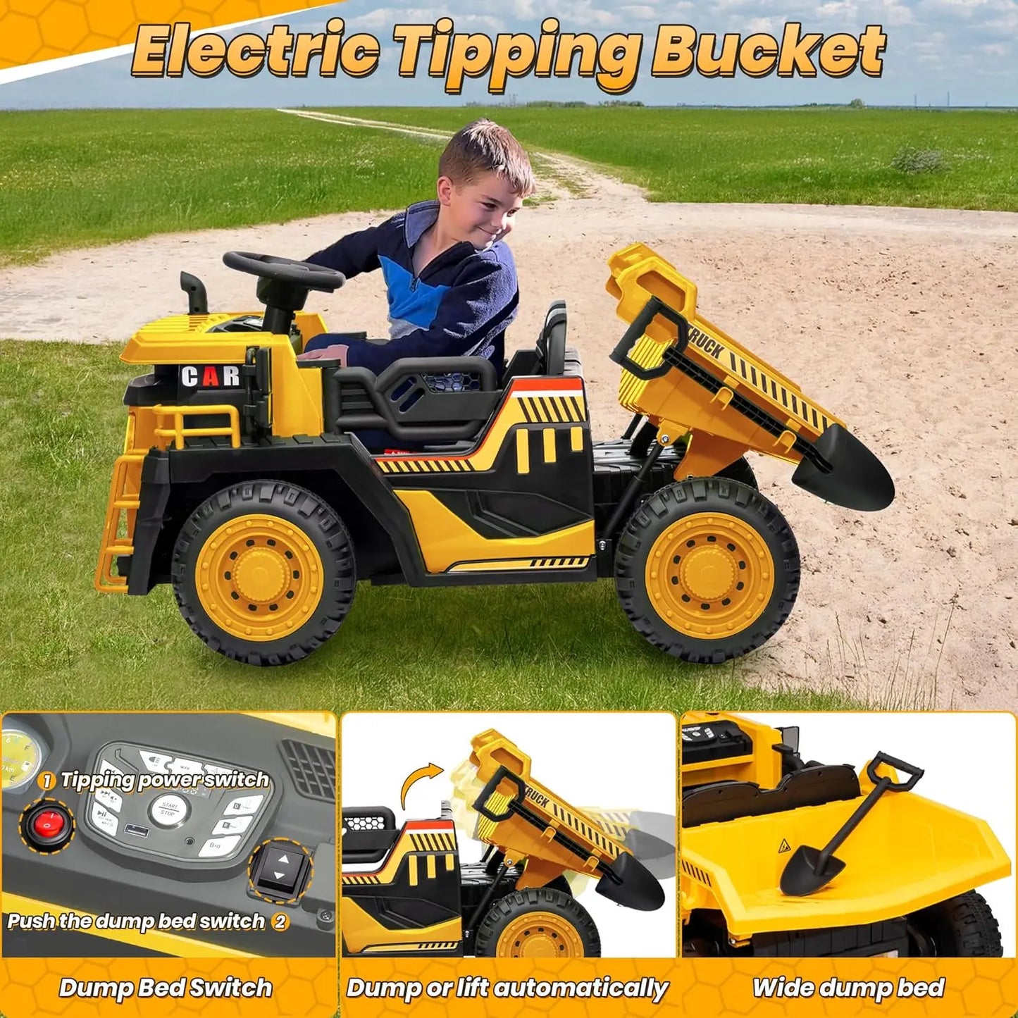 Joyracer Electric Powered Ride On Remote Control Dump Truck Kids