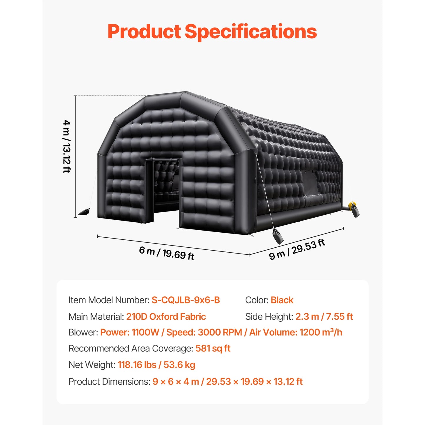 SucceBuy Inflatable Nightclub Tent With Blower And Ventilated Windows