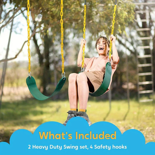 2-Pack Green Swing Seats Heavy Duty with 66" Chain & Snap Hooks