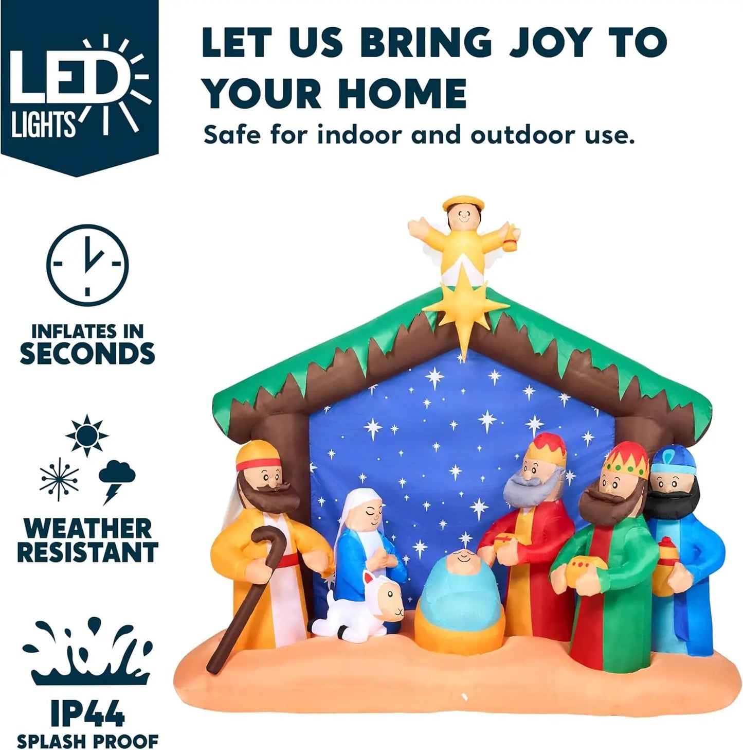 Joyfy Christmas Nativity Scene Inflatable With Built In LEDs