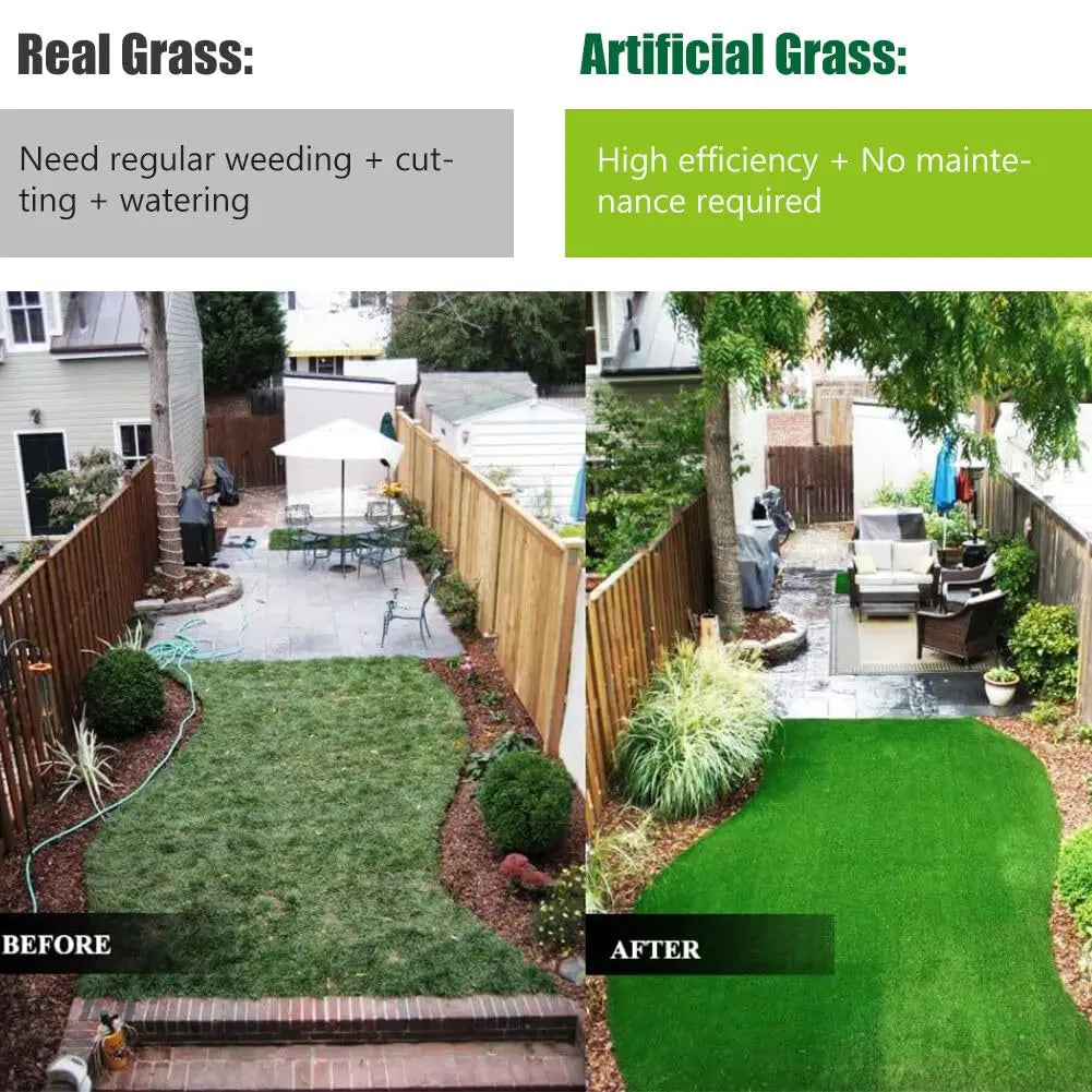 1.77in 4-Tone Synthetic Grass Rug with Drainage for Patio Backyard Garden Balcony 15x18ft Custom