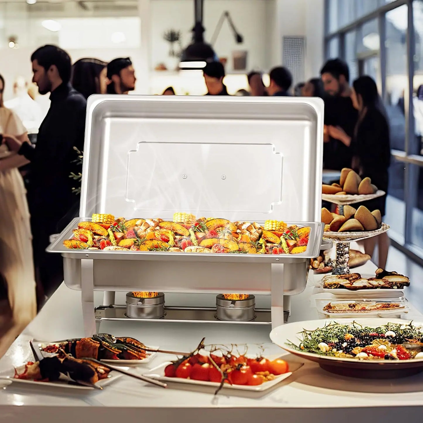 Stainless Steel Chafing Dish Buffet Set With Lids And Holders