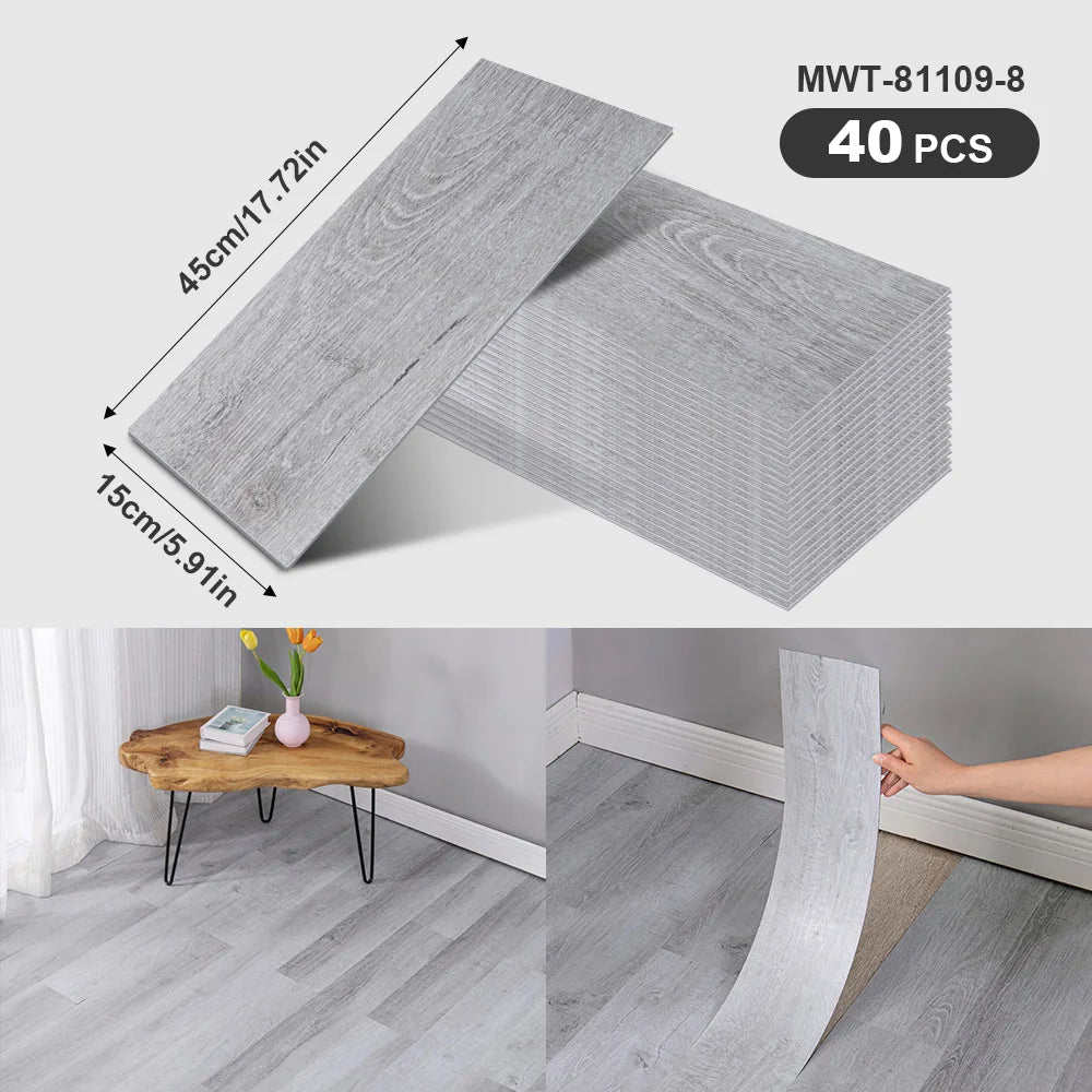 40Pcs SXP Self-Adhesive Wood Grain Strips Peel-and-Stick Wall & Floor Decals For DIY 5.91"x17.72" Easy Application For any room