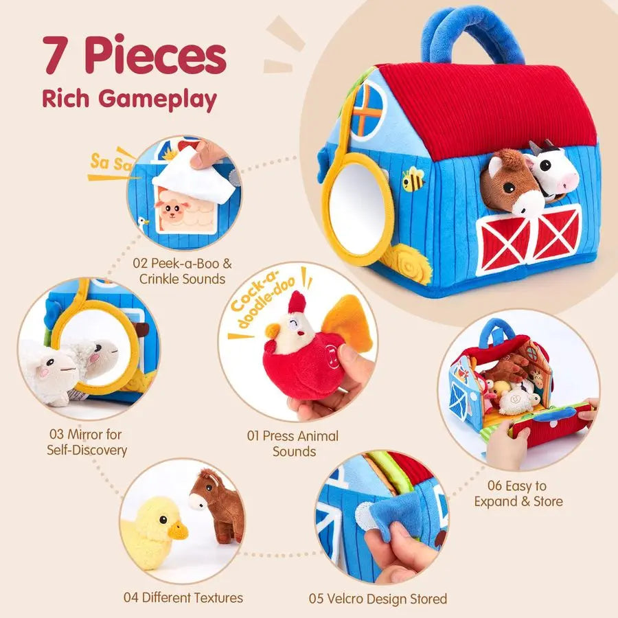 Baby Toys 612 Months Surprise Barn with Stuffed Farm Animals with Real Sounds Montessori Toys for 6 Month Old Baby 1 Year Old Bo