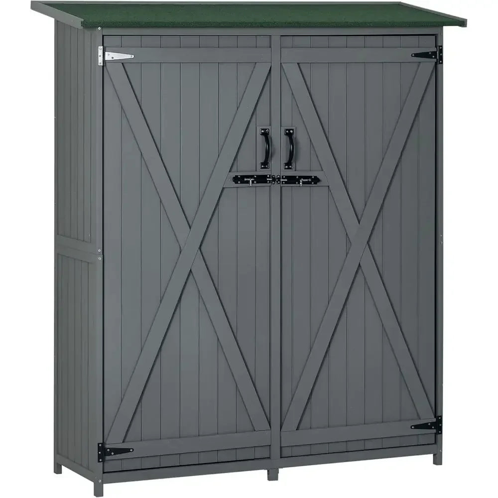 Weatherproof Outdoor Storage Cabinet with Lockable Door and 3 Tier Shelves for Garden, Lawn, and Backyard, Gray