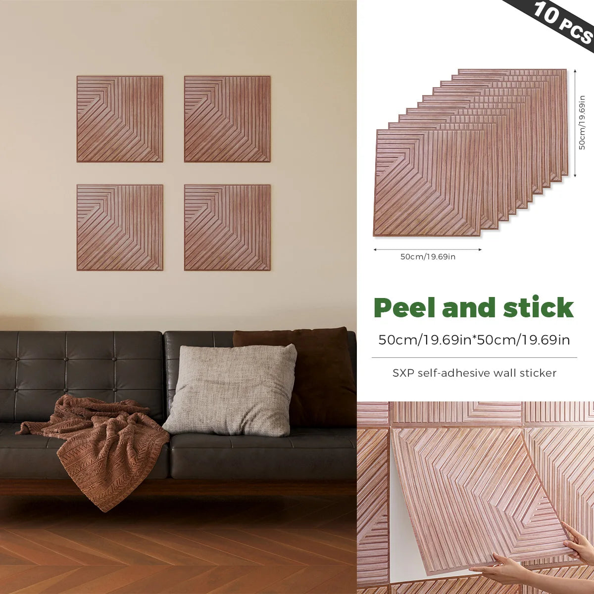 10Pcs SXP 3D Foam Wall Decors Self-Adhesive Wallpaper Sound Proofing Panels Photo Wall Decor 19.69x19.69inch(2.69sq.ft)