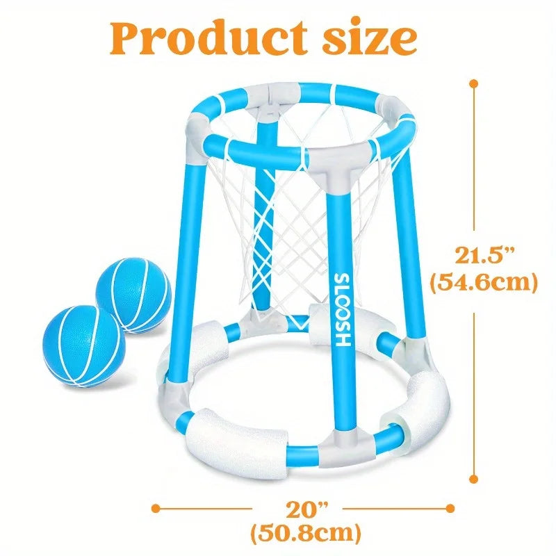Joyfy Floating Pool Basketball Hoop Set With Balls